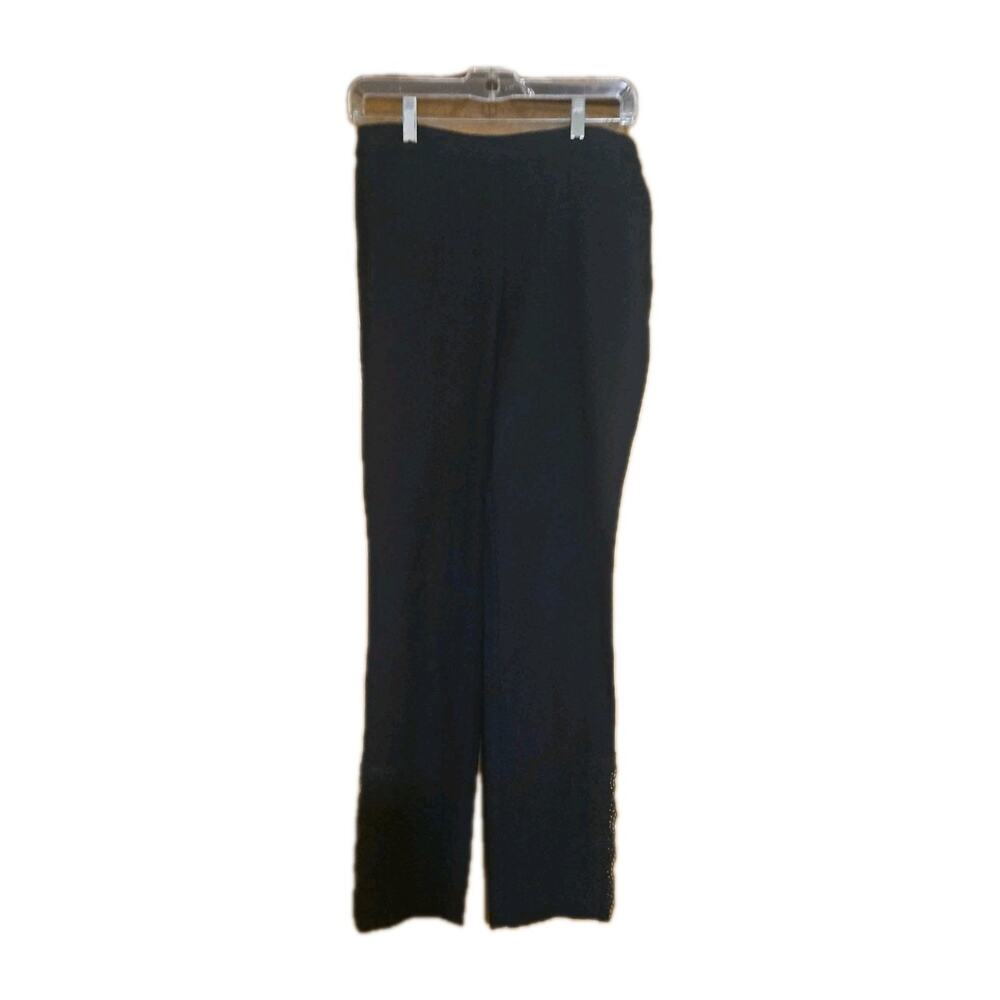 Tribal Women's Pants Size 6 Black Lace Slit Hem Pull-On Stretch Career Yoga